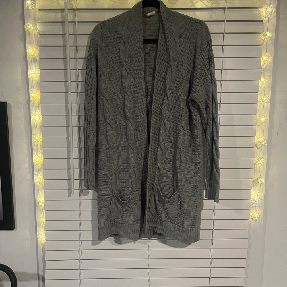 Cozy Gray Cable Knit Cardigan